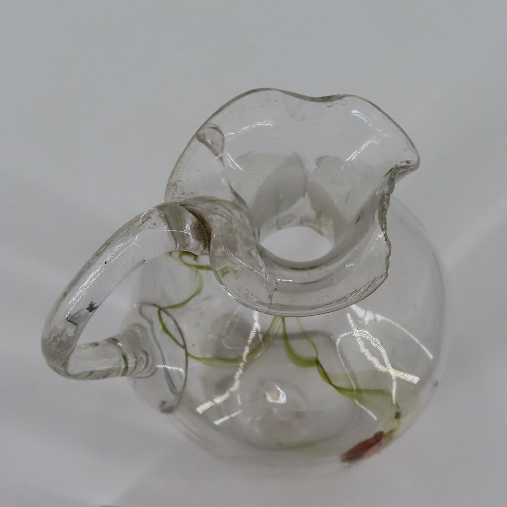 Antique Hand Blown Glass Vinegar Decanter Painted Angel Child Cruet Stopper VTG - Picture 9 of 14